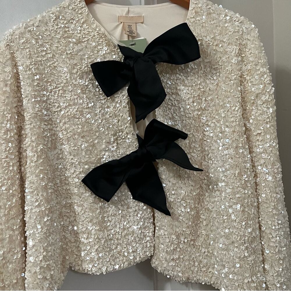 H&M TIE-FRONT SEQUINED JACKET - Picture 8 of 16